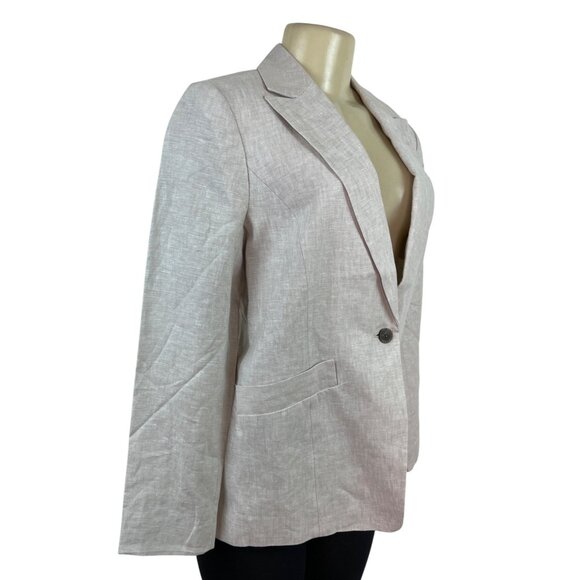Talbots Womens Beige Linen Blend Blazer Jacket Size 8 Single Button Size 8 - New - Picture 2 of 8